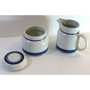vintage ROYAL DOULTON BISCAY Sugar Bowl lid & Creamer Set  England stoneware